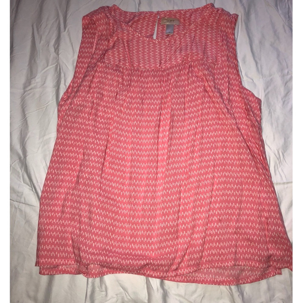 LOFT pink and white blouse